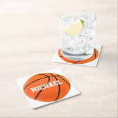 バスケットボールの名前 スクエアペーパーコースター (インサイチュ)