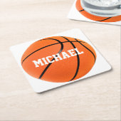 バスケットボールの名前 スクエアペーパーコースター (アングル)