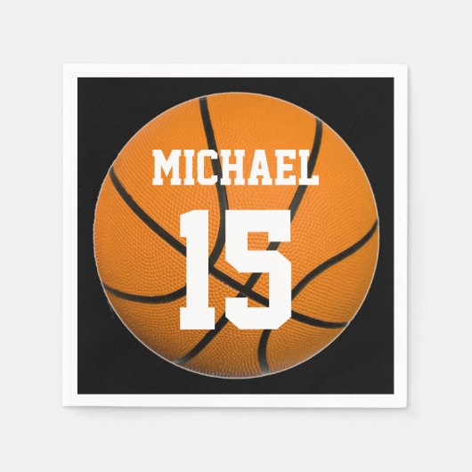 バスケットボールの名前 スタンダードカクテルナプキン (正面)