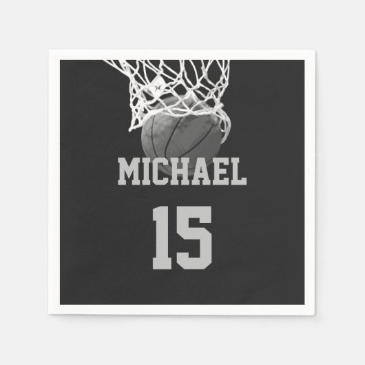バスケットボールの名前 スタンダードカクテルナプキン (正面)