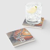 バスケットボールの名前 ストーンコースター (横)