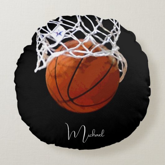 バスケットボールの名前 ラウンドクッション (正面)
