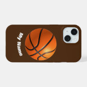 バスケットボールの名前 iPhone 15ケース (裏面横)