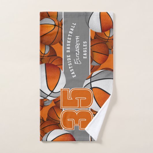 バスケットボールの多くのアスリートチーム名オレンジグレー ハンドタオル (ハンドタオル)