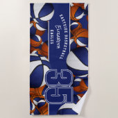 バスケットボールの多くのアスリートチーム名ブルーホワイト ビーチタオル (正面)