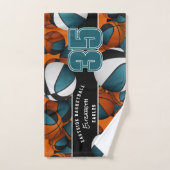 バスケットボールの多くのスポーツティール(緑がかった色)ブラックチームスピリット ハンドタオル (ハンドタオル)