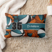 バスケットボールの多くのティール(緑がかった色)ブラックスポーツの装飾 ランバークッション (ブランケット)