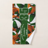 バスケットボールの女の子の男の子の緑のチームカラーの多く ハンドタオル (ハンドタオル)