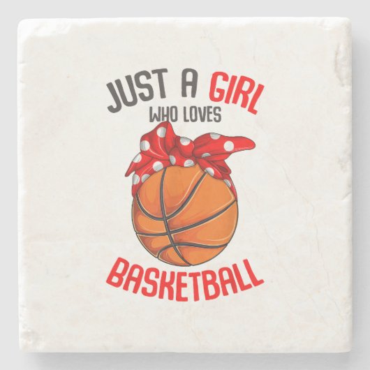 バスケットボールの女の子を愛しているだけの女の子 ストーンコースター (正面)