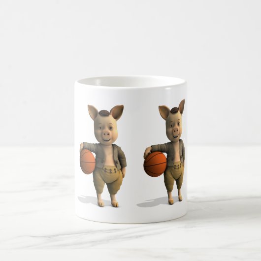バスケットボールの子豚 コーヒーマグカップ (中央)