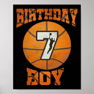 バスケットボールの少年7歳の誕生日おめでとうギフト ポスター