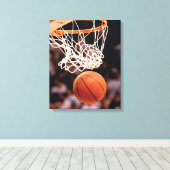 バスケットボールの得点 キャンバスプリント (インサイチュ (ウッドフロア))