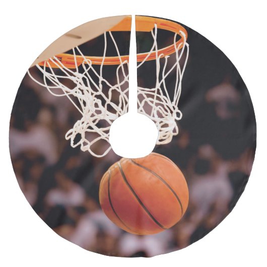 バスケットボールの得点 ブラッシュドポリエステルツリースカート (正面)