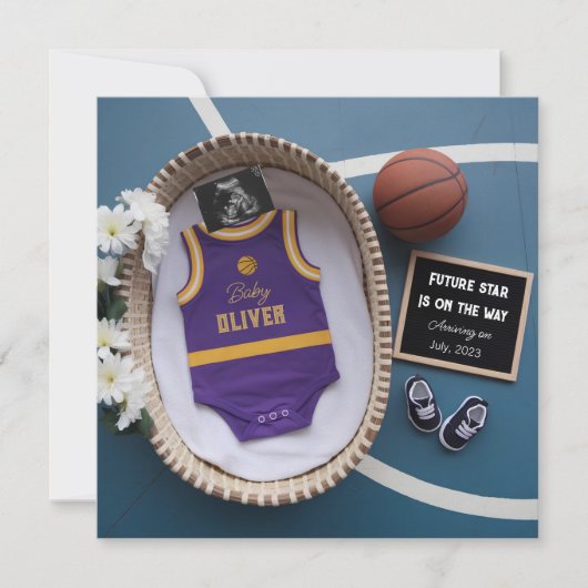 バスケットボールの愛する両親の妊娠発表 招待状 (正面)