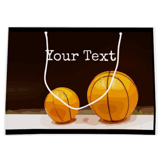 バスケットボールの抱き枕（黒） ラージペーパーバッグ (正面)