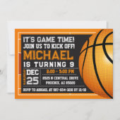 バスケットボールの招待,バスケットボールバースデーパーティー 招待状 (正面)