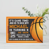 バスケットボールの招待,バスケットボールバースデーパーティー 招待状 (スタンド正面)