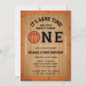 バスケットボールの最初の誕生日パーティー 招待状 (正面)