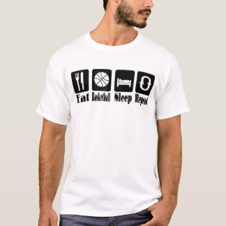 バスケットボールの睡眠を食べ、繰り返して下さい Tシャツ