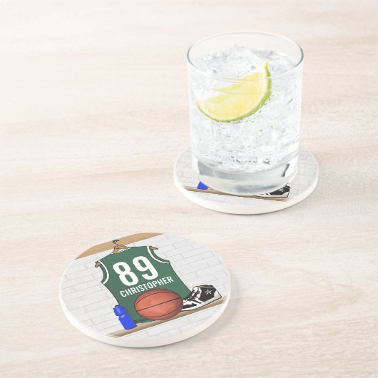 バスケットボールの砂岩は飲みますコースター(緑)を コースター (側面)