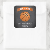 バスケットボールの第1期バースデーパーティー好意ステッカー スクエアシール (バッグ)