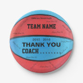 バスケットボールの紙皿青いL赤いbl ペーパープレート (正面)