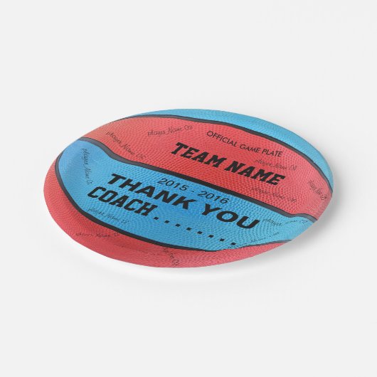 バスケットボールの紙皿青いL赤いbl ペーパープレート (アングル)