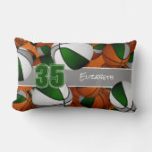 バスケットボールの緑の灰色のスポーツルームの装飾 ランバークッション (正面)