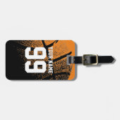 バスケットボールの荷物カスタムタグ(ジャージー番号付き) ラゲッジタグ (正面横)