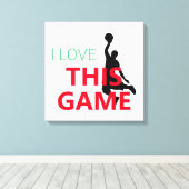 バスケットボールの試合が大好き キャンバスプリント (インサイチュ (ウッドフロア))