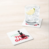 バスケットボールの試合が大好き スクエアペーパーコースター (インサイチュ)