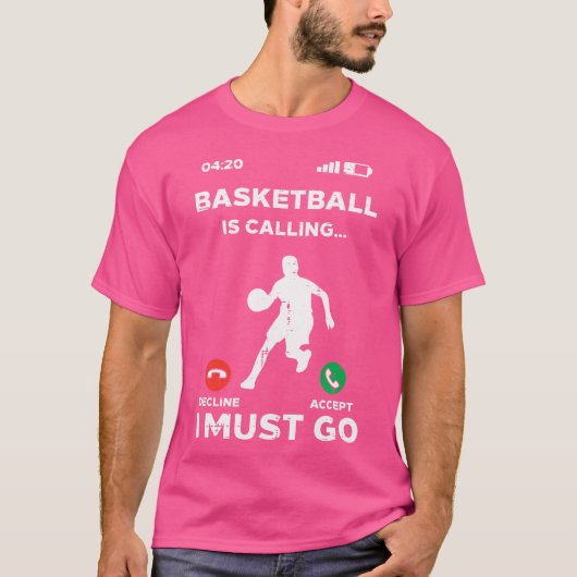 バスケットボールの試合開始おもしろい選手 Tシャツ (正面)