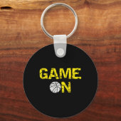 バスケットボールの試合;ブルーブラックイエロー金ゴールドチームCo キーホルダー (正面)