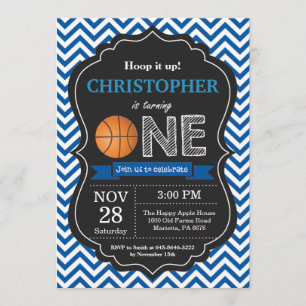 バスケットボールの誕生日の招待状の第1誕生会 招待状