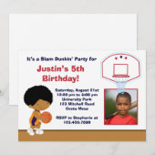 バスケットボールの誕生日パーティーの招待 招待状 (正面/裏面)