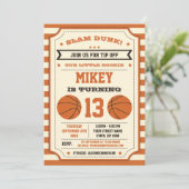 バスケットボールの誕生日パーティーの招待 招待状 (スタンド正面)