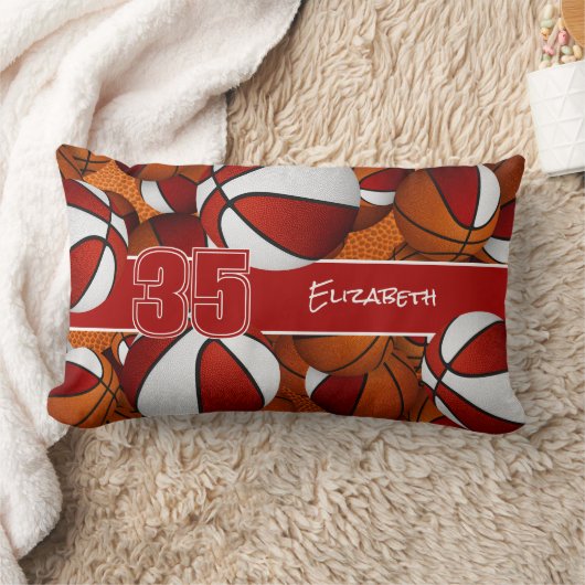 バスケットボールの赤いスポーツルームの装飾 ランバークッション (ブランケット)