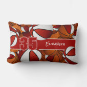 バスケットボールの赤いスポーツルームの装飾 ランバークッション (正面)