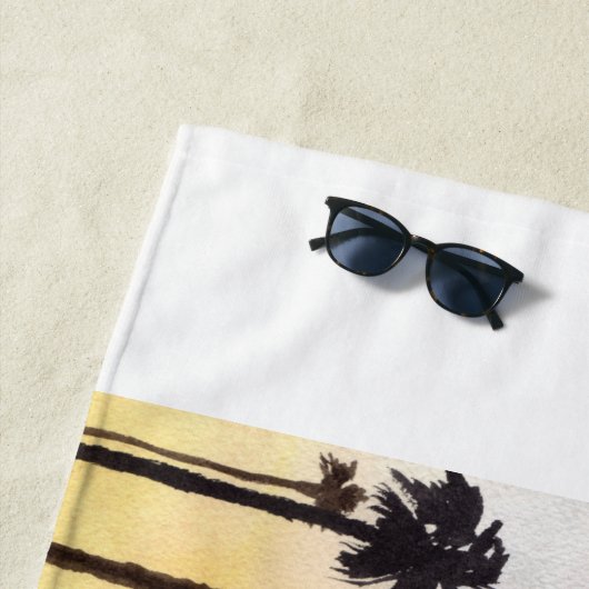 バスケットボールの輪のある熱帯パームの木 ビーチタオル (インサイチュ)