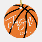 バスケットボールの追加カスタム写真 セラミックオーナメント (正面)