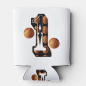 バスケットボールの選手がバスケットボールで1位だ。 缶クーラー (裏面)