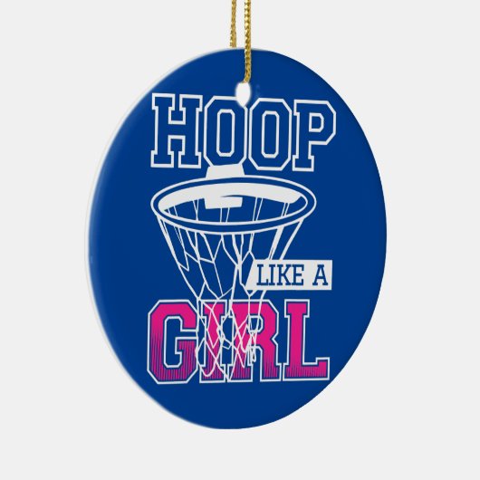 バスケットボールの選手にとって女の子のようにフープをする セラミックオーナメント (右)