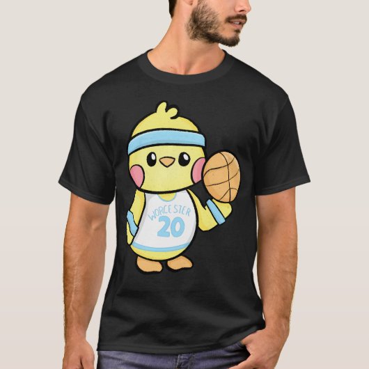 バスケットボールの選手に扮したアヒル Tシャツ (正面)