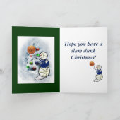 バスケットボールの雪だるまのクリスマス シーズンカード (内部)