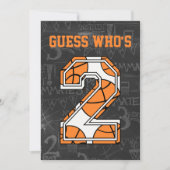 バスケットボールの黒板の第2誕生会 招待状 (正面)