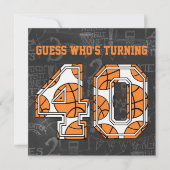 バスケットボールの黒板の第40誕生会 招待状 (正面)