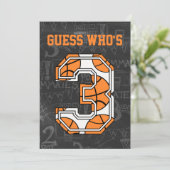 バスケットボールの黒板第3誕生日パーティー 招待状 (スタンド正面)