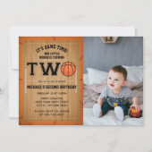 バスケットボールの2回目の誕生日の写真 招待状 (正面)