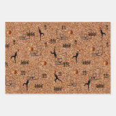 バスケットボールの3つのイメージ，ギフトラップシート， ラッピングペーパーシート (正面)