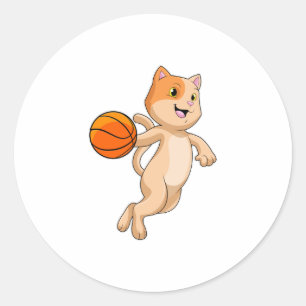 バスケットボールのCat選手 ラウンドシール